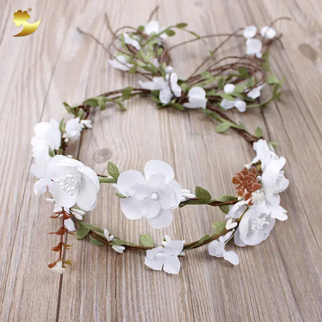 Xinyun Fabric Flower Crown Flower Head Band Wedding Headpiece Wedding Accessories Flower Head Wreath Adjustable Women Hair Band 1