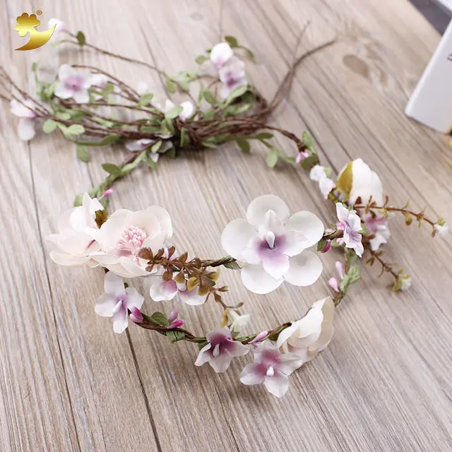 Xinyun Fabric Flower Crown Flower Head Band Wedding Headpiece Wedding Accessories Flower Head Wreath Adjustable Women Hair Band 2