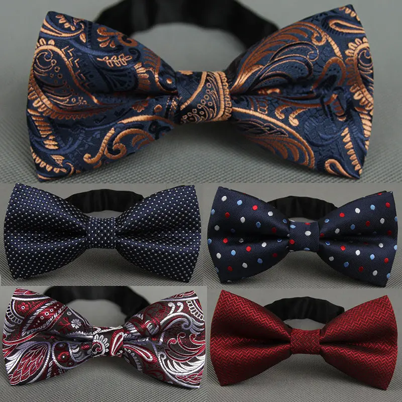 Rbocott Men's Bow Tie Gold Paisley Bowtie Business Wedding Bowknot Dot Blue And Black Bow Ties For Groom Party Accessories 1