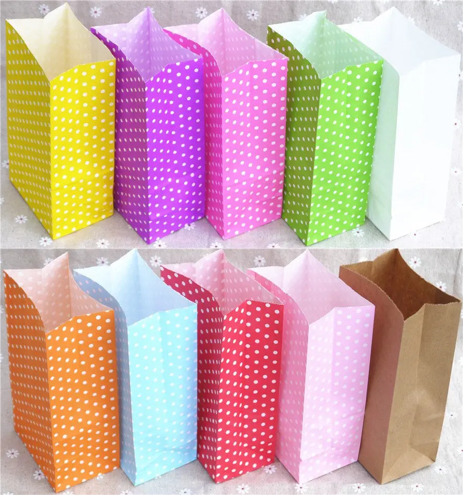 New Paper Bag Stand Up Colorful Polka Dot  Bags 18X9x6cm Favor  Open Top Gift Packing Paper Treat Gift Bag Wholesale 1