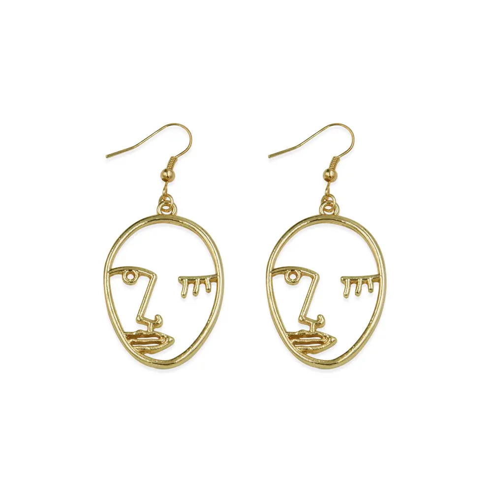 New Arrival Face Alloy Pentdant Earrings For Women Artsy Museum Artworks Organically Shaped Creative Drop Earrings E0181 1