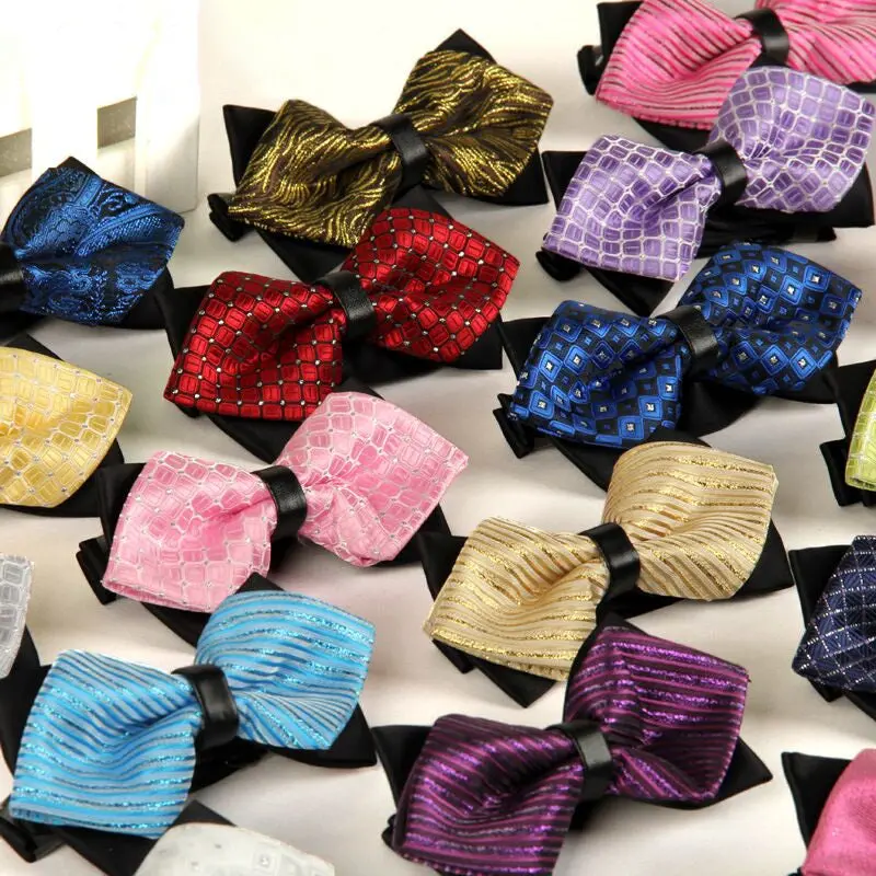 20 Style Summer Men's Neckwear Neck Self Gold Bow Tie Silver Black Silk Fashion Casual Male Pink Bowtie Wedding Lote 1