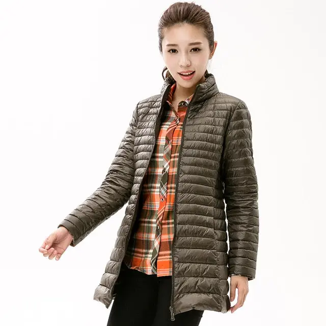 Autumn Winter Casual Coat Parkas For Women Winter Female Snow Warm Jacket Long Thin Duck Down Coat For Laides Long Sleeve Coat 7