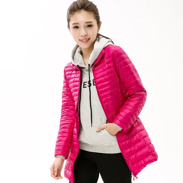 Autumn Winter Casual Coat Parkas For Women Winter Female Snow Warm Jacket Long Thin Duck Down Coat For Laides Long Sleeve Coat 6