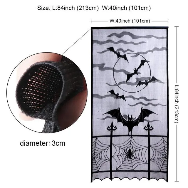 Ourwarm 1 Piece Halloween Decoration Props Black Lace Spiderweb Fireplace Mantle Scarf Cover Tablecloth Festive Party Supplies 6