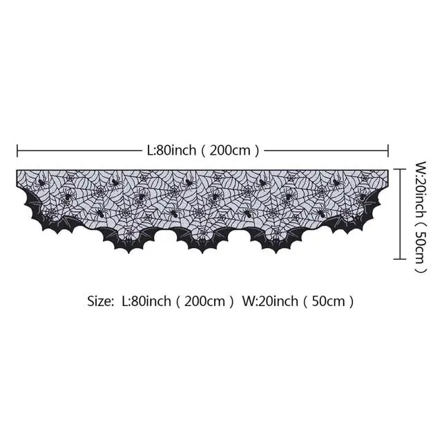 Ourwarm 1 Piece Halloween Decoration Props Black Lace Spiderweb Fireplace Mantle Scarf Cover Tablecloth Festive Party Supplies 7