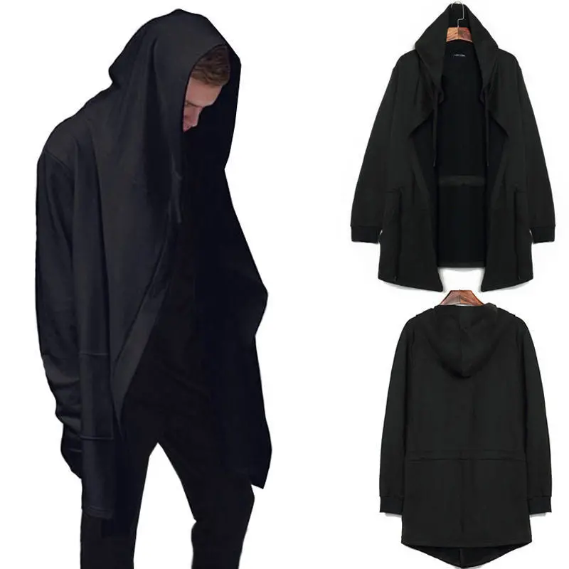 Men's Cardigan Hooded Long Sleeve Coats Jackets Ninja Goth Gothic Punk Hoodie Black Casual Winter Autumn Clothes M-Xxl 1
