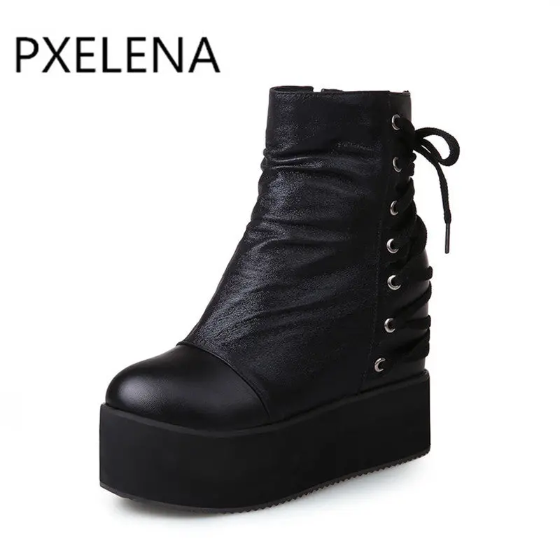 Punk Vintage Womens Wedge High Heels Boots 1