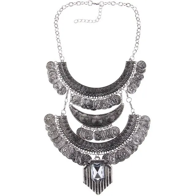 2017 Collar Coin Necklace & Pendant Vintage Crystal Maxi Choker Statement Collier Female Boho Big Fashion Women Jewellery Gifts 9