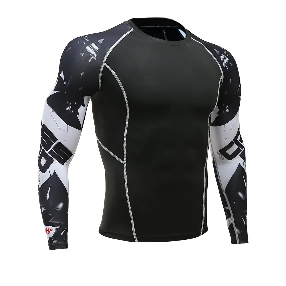 Mens Fitness Long Sleeves Rashguard T Shirt Men Bodybuilding Skin Tight Thermal Compression Shirts Mma Crossfit Workout Top Gear 1