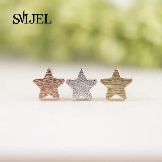 Smjel New Fashion Minimalist Brushed Star Stud Earrings For Women Tiny Matte Star Earing Pendients Party Gifts S025 1