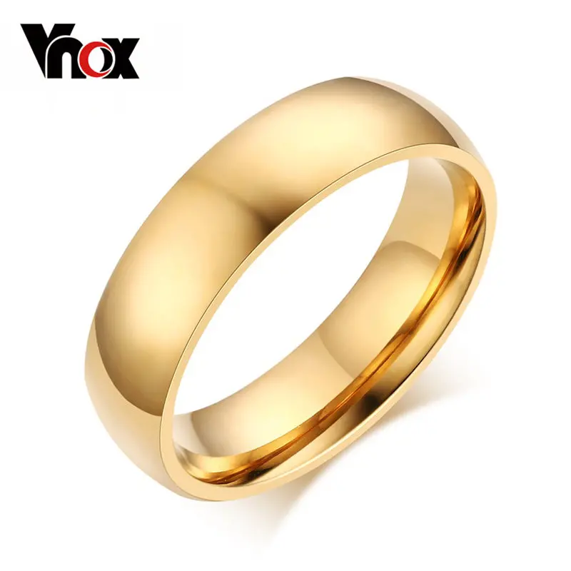 Vnox 6Mm Classic Wedding Ring For Men / Women Gold / Blue / Silver Color Stainless Steel Us Size 1