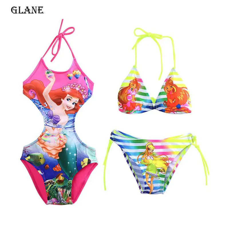 2-10T Mermaid Girl Kids Swimsuit Cartoon Bathing Suit Print Children Swimwear Bikini Tankini Baby Girl Summer Swimming Costume 1