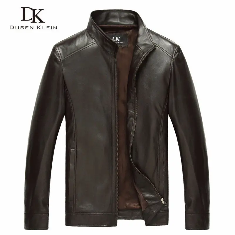 Luxury Genuine Sheepskin Leather Jacket  Brand Dusen Klein Men Slim Designer Spring Leather Coats Black/Brown 14B0109 1