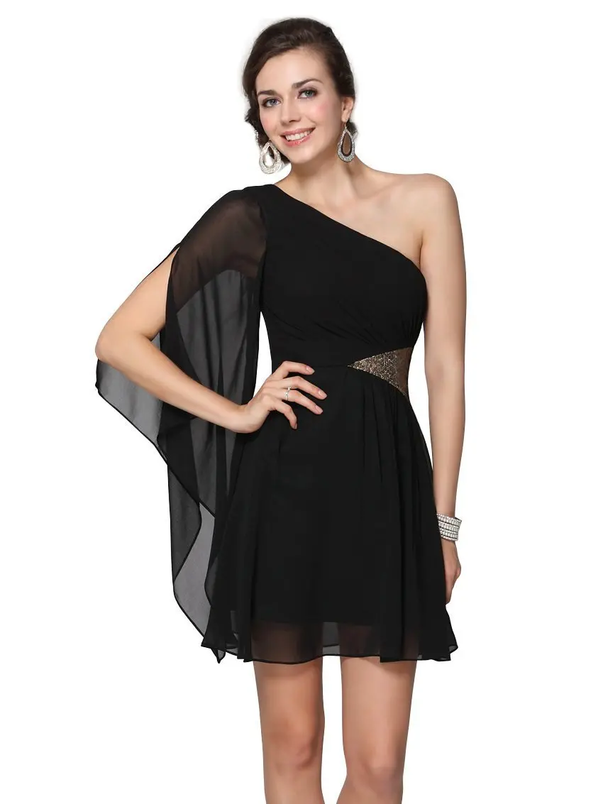 Evening Party Sequins One Shoulder Prom Dresses 1
