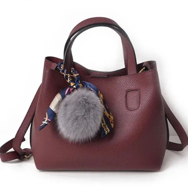 Bolish Litchi Pattern Soft Pu Leather Women Handbag Two Pieces Female Shoulder Bag Girls Messenger Bag Casual Women Bag 1