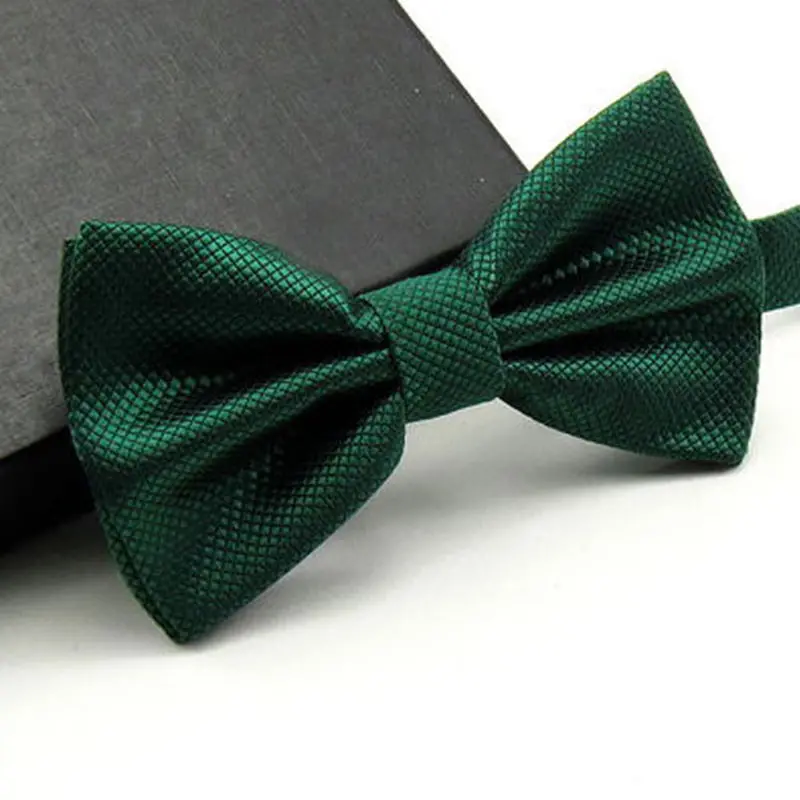 High Quality Men Fashion Solid Bowtie Wedding Butterfly Bow Tie Novelty Tuxedo Adjustable Necktie Yellow/Dark Green/Grass Green 1