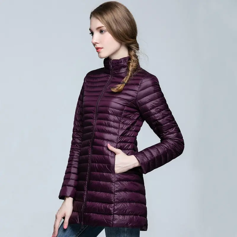 Woman Coat 90% White Duck Down Long Jacket Female Overcoat Ultra Light Slim Solid Jackets Winter Coat Portable Fashion Parkas 1