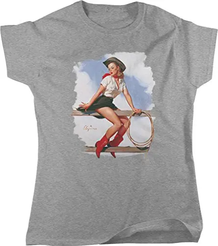 Women Brand Famous Clothing Funny Short Sleeve Cotton T-Shirts Pin-Up Cowgirl, Hi Ho Silver Custom T Shirts Online 1