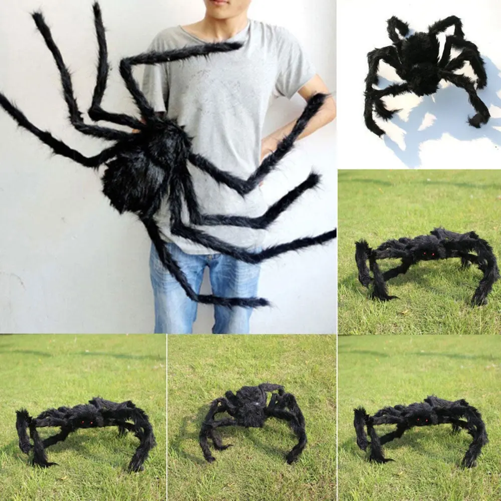 1Pcs New Halloween Horrible Big Black Furry Fake Spider Size 30Cm,50Cm,75Cm Creep Trick Or Treat Halloween Decoration 1