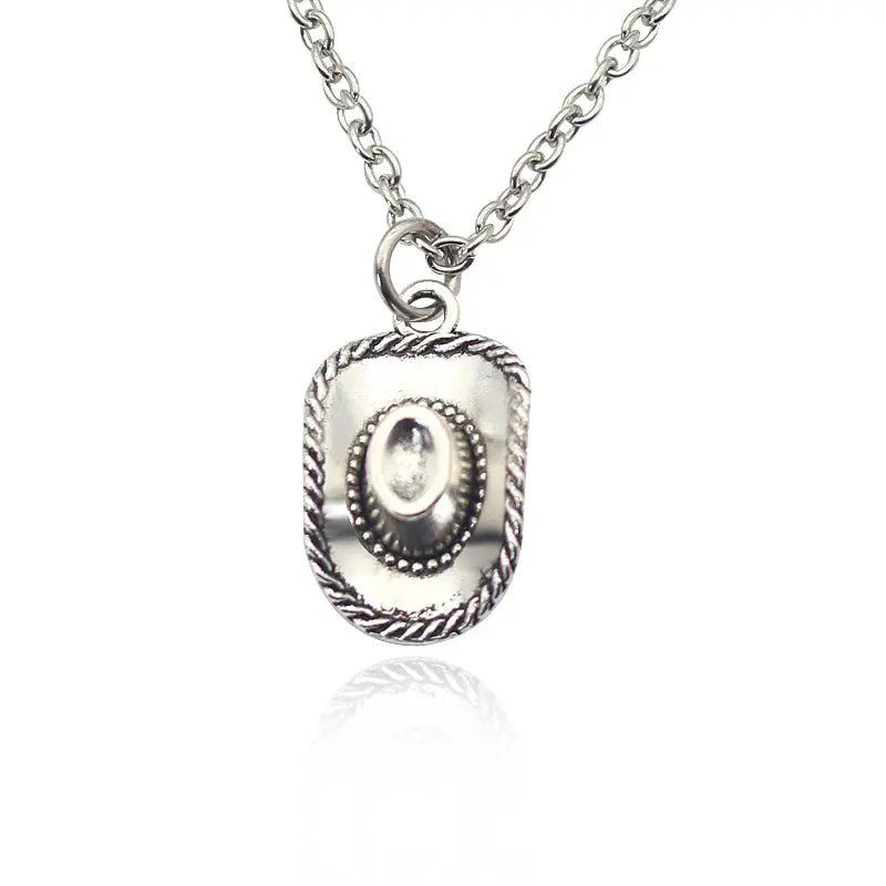 Retro Cowboy Hat Necklaces & Pendants Punk Handmade Diy Antique Silver Alloy Necklaces Fashion Jewelry Drop Shipping 1