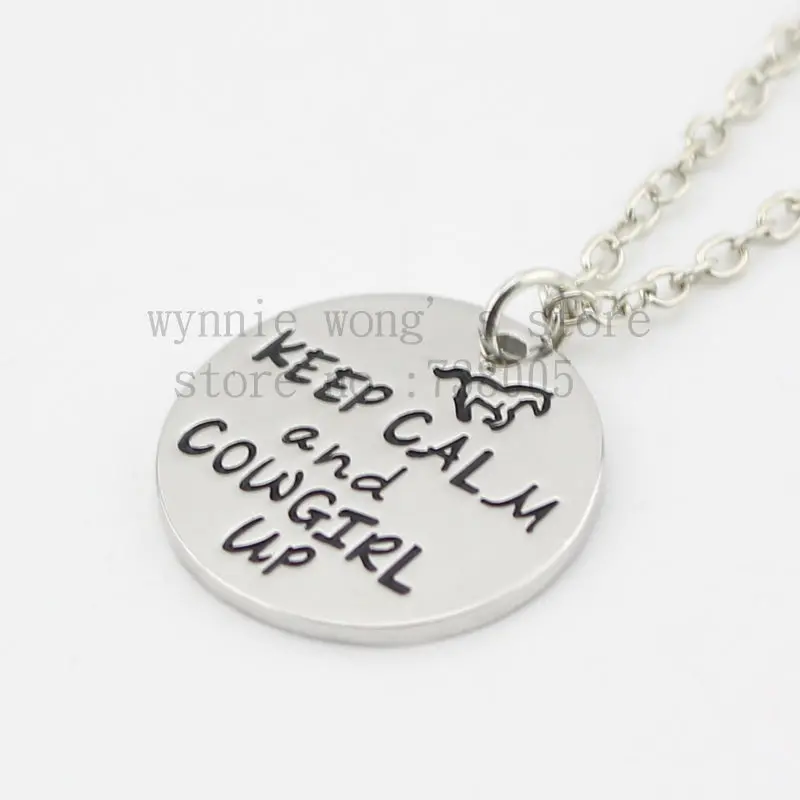 2015 New Arrive Cowgirl Jewelry"Keep Calm And Cowgirl Up"Necklace Hand Stamped Horse Lover Jewelry Horse Gift Necklace 1