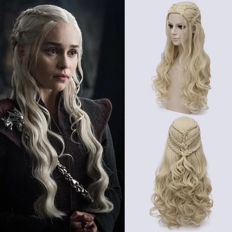 Game Of Thrones Daenerys Targaryen Cosplay Wig Synthetic Hair Long Wavy Dragon Of Mother Wigs Halloween Party Costume For Women 1