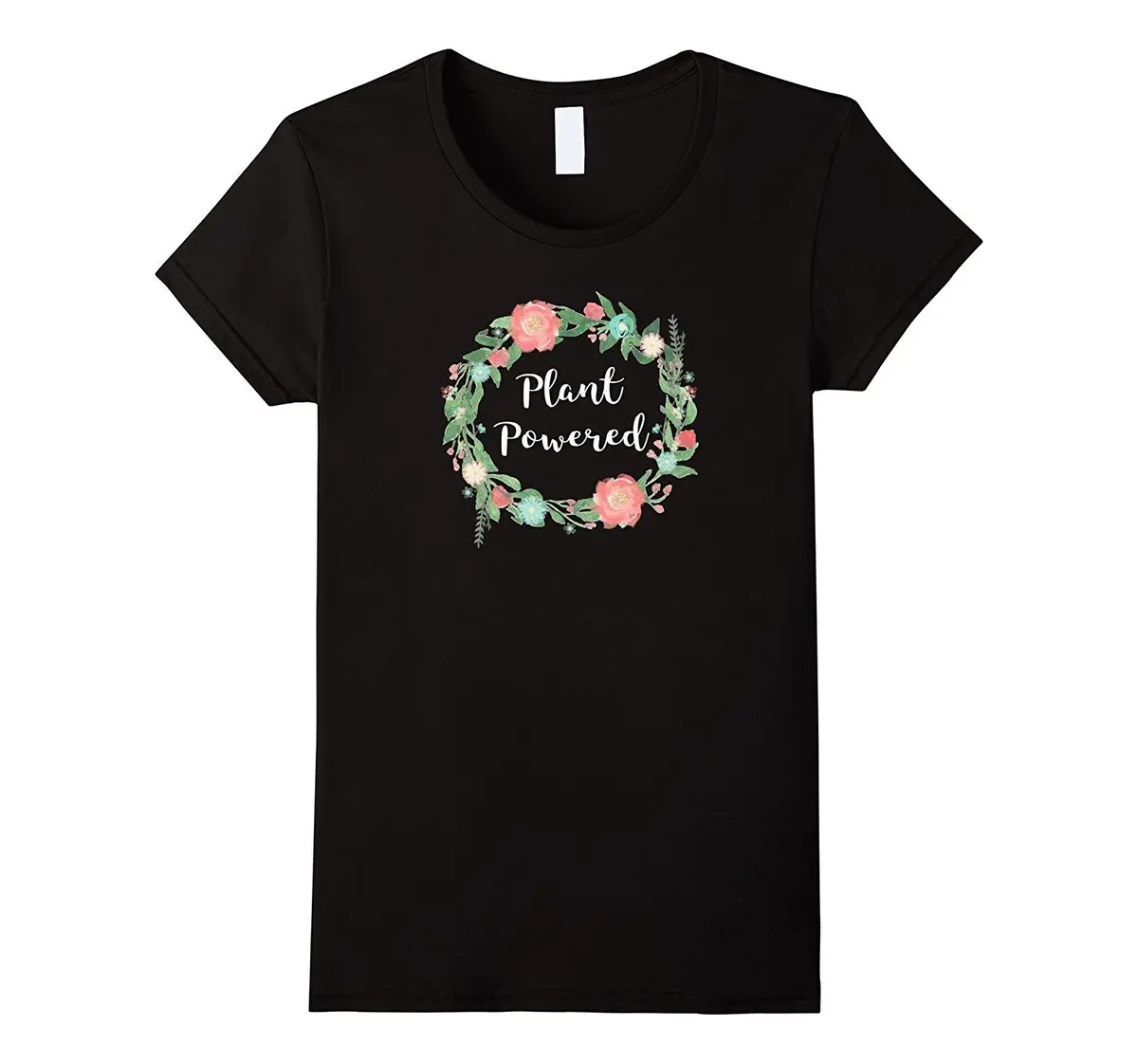 Plant Powered T Shirt - Vegan Humor Floral Flower Ring Circle Printed Funny T-Shirt Hip Hop Cotton  Angel Grunge  Streetwear 1