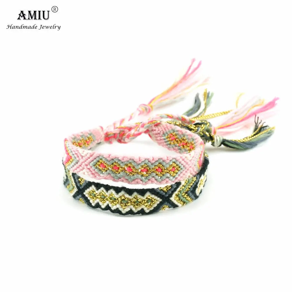 Amiu Friendship Bracelet Woven Rope String Colorful Boho Embroidery Cotton Tassel Dropshipping Bracelets Hippie For Women Men 1