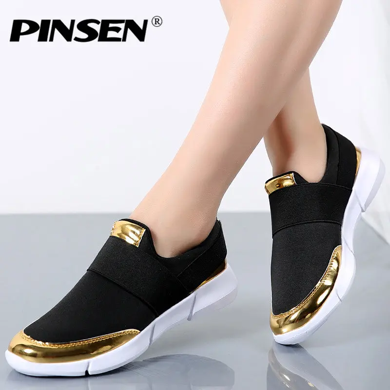 Pinsen Brand Women Casual Loafers Breathable Summer Flat Shoes Woman Slip On Casual Shoes New Zapatillas Flats Shoes Size 35-42 1
