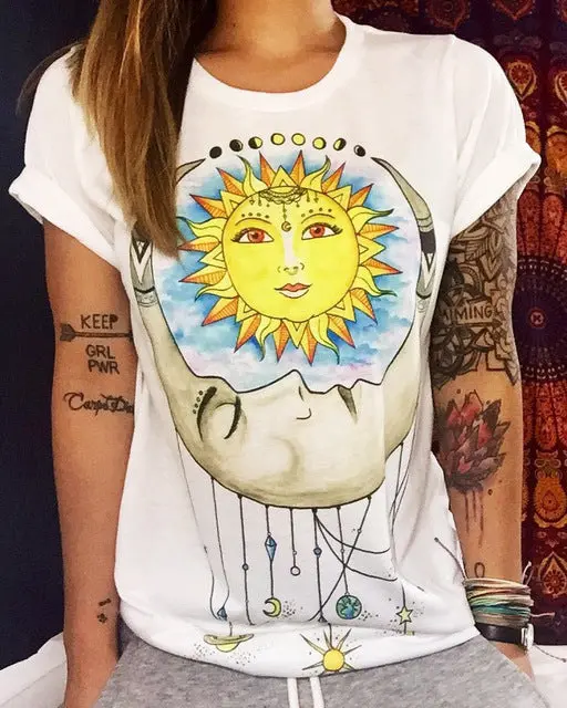 Tshirt 2017 Summer Women Designer Clothing T-Shirt Print Punk Rock Fashion Graphic Tees European T Shirt Fashion White Unicorn 11