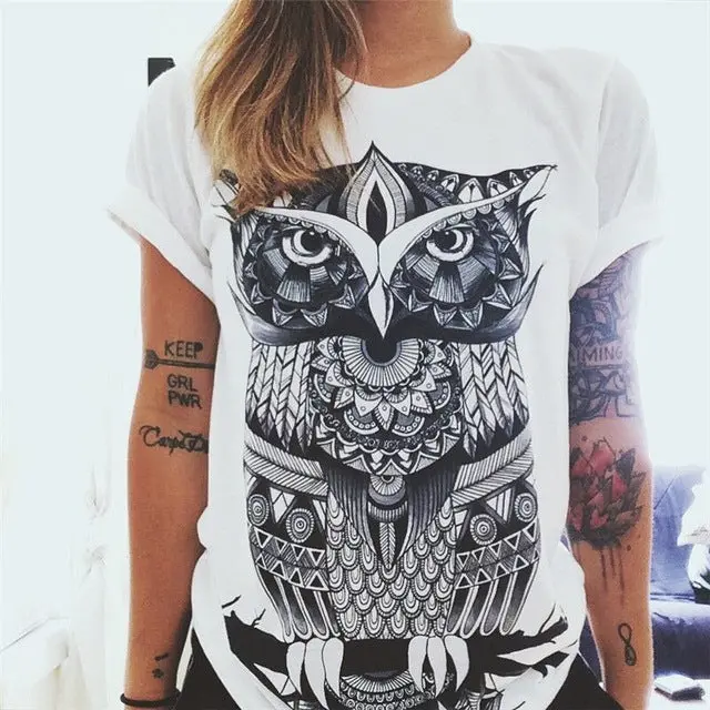 Stylish white unicorn graphic t-shirt for women featuring bold punk rock design, perfect for summer fashion and European-inspired casual wear. - Image 11