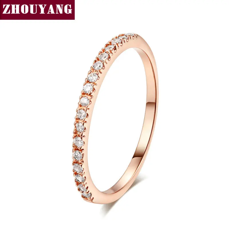 Top Quality Gold Concise Classical Cz Wedding Ring Rose Gold Color Austrian Crystals Wholesale Zyr132 Zyr133 1