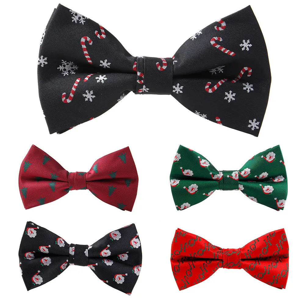 Rbocott Christmas Bow Tie Men's Fashion Black Bowtie Red For Festival Green Tree Santa Claus Snowflake Bow Ties For Accessories 1