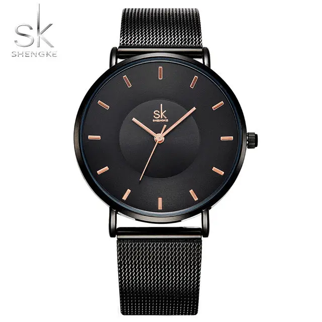 Shengke Fashion Black Women Watches 2017 High Quality Ultra Thin Quartz Watch Woman Elegant Dress Ladies Watch Montre Femme Sk 3