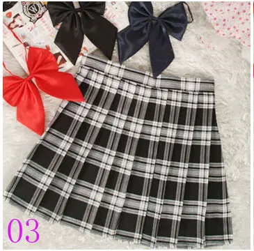 2017 Hot Midi Pleated Women Skirts High Waist Red A-Line Short Skirts Uniforms School Tartan Plaid Skirt Saias 11