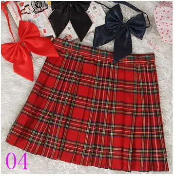 2017 Hot Midi Pleated Women Skirts High Waist Red A-Line Short Skirts Uniforms School Tartan Plaid Skirt Saias 13