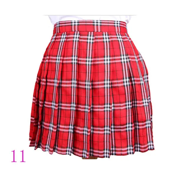 Stylish red A-line midi skirt featuring high-waist design, classic pleats, and authentic tartan plaid—ideal for school uniforms or casual wear. - Image 15