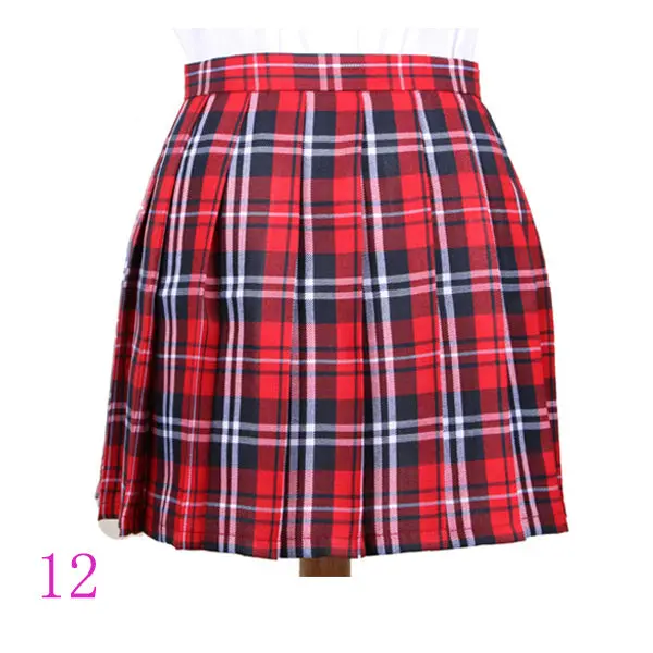 Stylish red A-line midi skirt featuring high-waist design, classic pleats, and authentic tartan plaid—ideal for school uniforms or casual wear. - Image 8