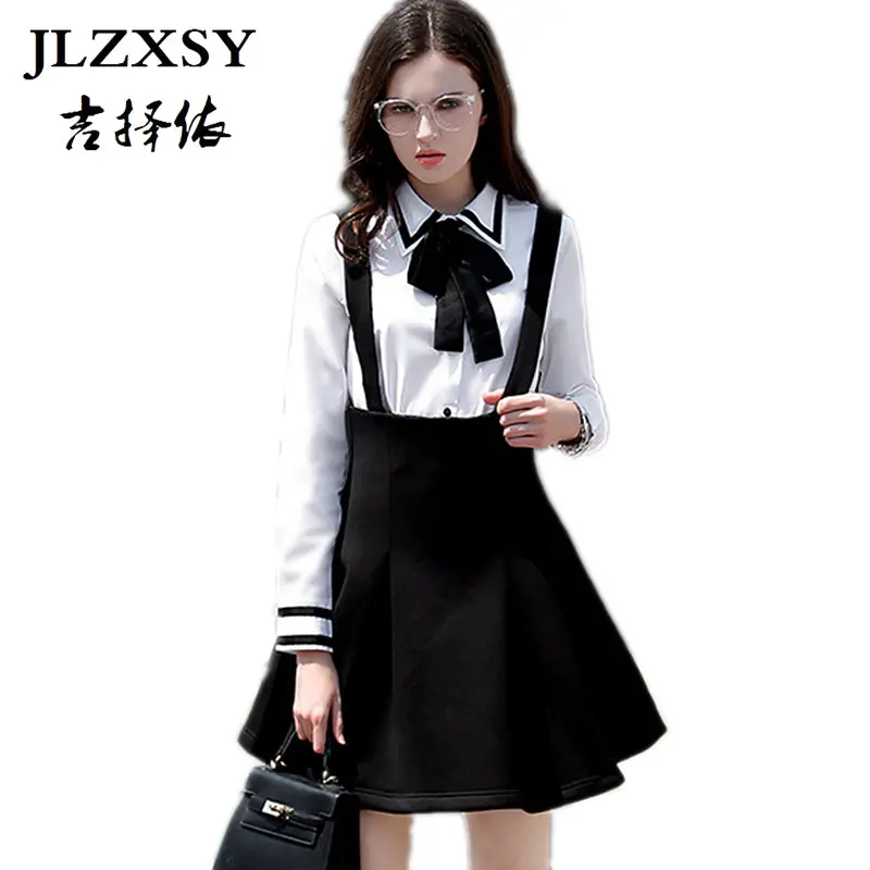 Jlzxsy Fashion Women Elegant High Waist Suspender Skirt Pleated Swing A Line Mini Skirt 1