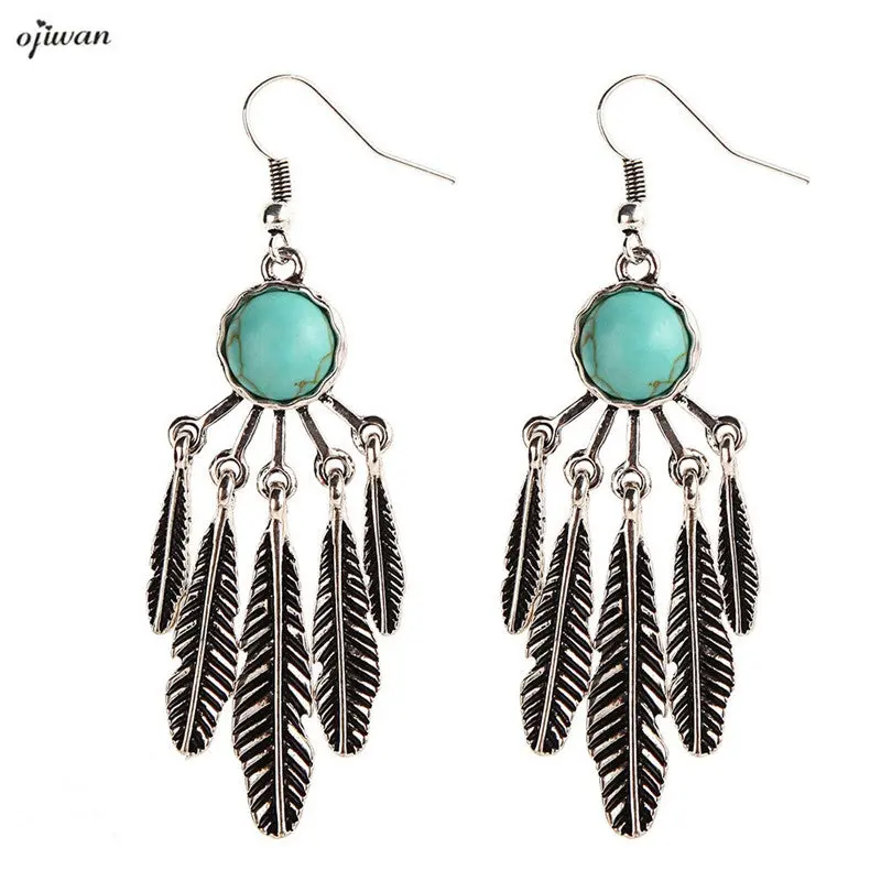 Feather Earrings Hippie Chic Aritos Navajo Earrings Tribal Chandelier Earrings Indian Native American Jewelry Cowgirl 1