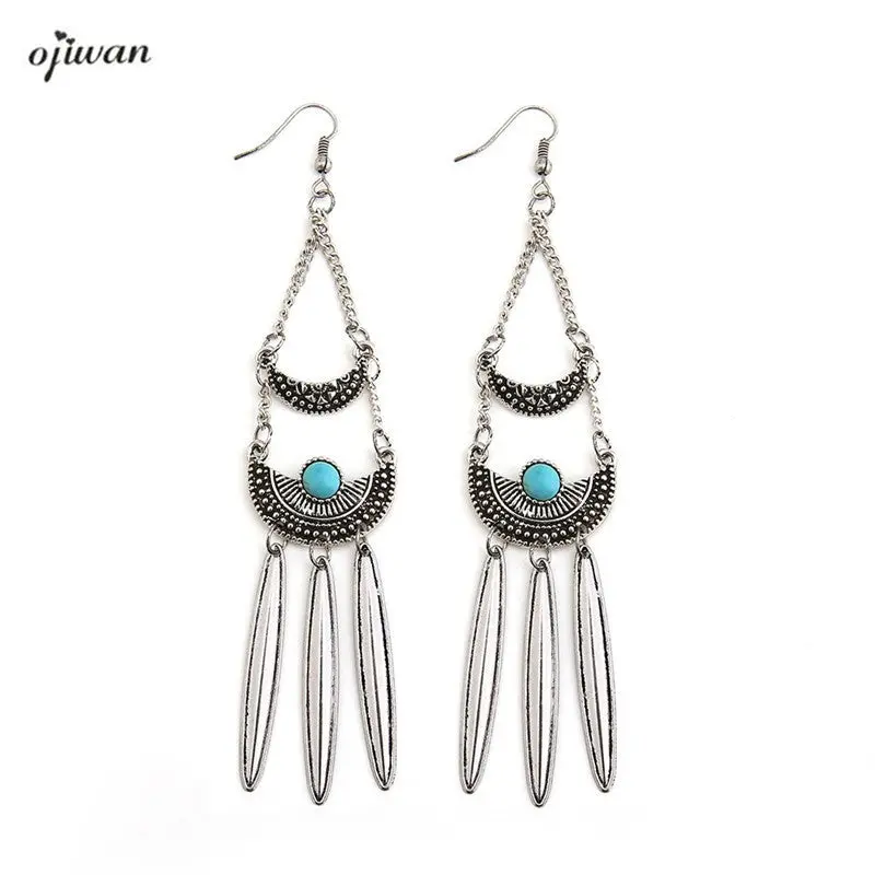 Aretes De Media Luna Gypsy Chandelier Earrings Hippie Boho Aritos Crescent Moon Tribal Earrings Bijoux Navajo Native American 1
