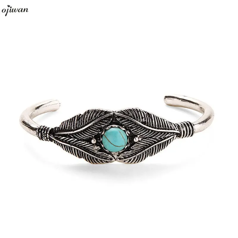 Boho Bracelet Femme Open Leaf Cuff Bangle Tribal Bracelet Ethnic Indian Bracelet Native American Jewelry Navajo Dropshipping 1