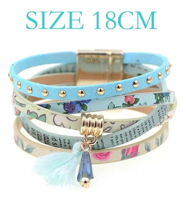 Pink Leather Bracelet Women Charm Bracelets 2016 Boho Style Bohemian Bracelets&Bangles Gift Bracelets For Women Manchette 6