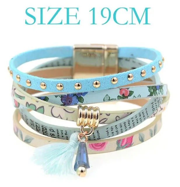 Pink Leather Bracelet Women Charm Bracelets 2016 Boho Style Bohemian Bracelets&Bangles Gift Bracelets For Women Manchette 10
