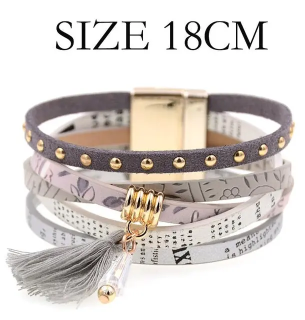 Pink Leather Bracelet Women Charm Bracelets 2016 Boho Style Bohemian Bracelets&Bangles Gift Bracelets For Women Manchette 3