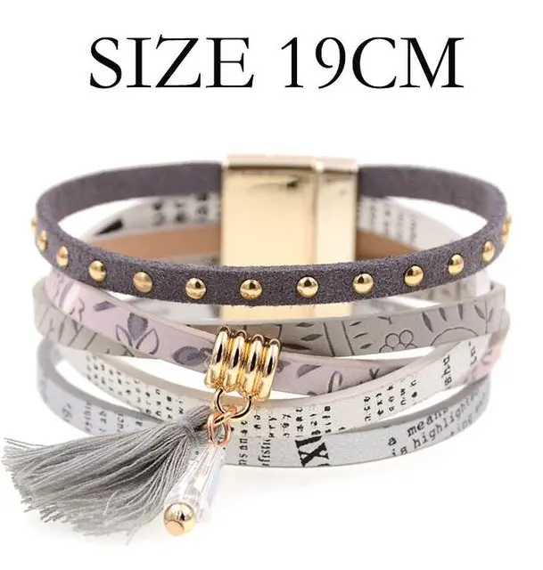Pink Leather Bracelet Women Charm Bracelets 2016 Boho Style Bohemian Bracelets&Bangles Gift Bracelets For Women Manchette 11