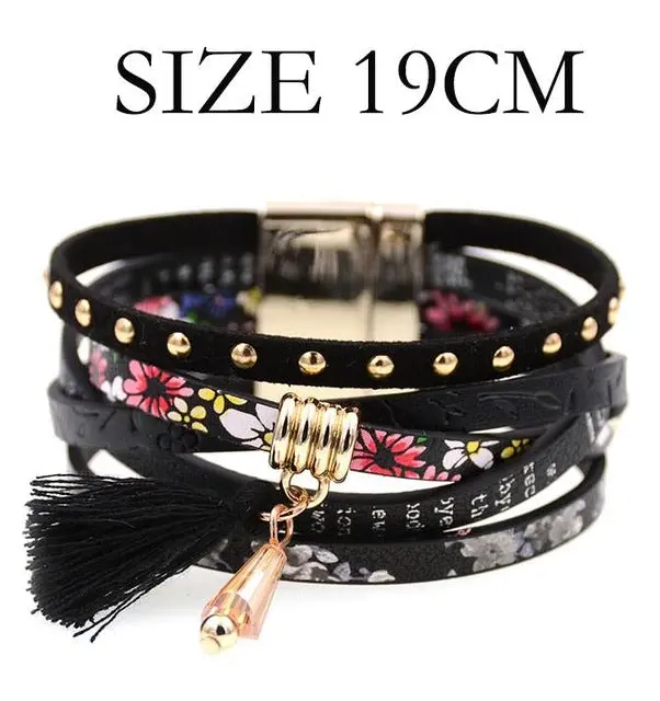 Pink Leather Bracelet Women Charm Bracelets 2016 Boho Style Bohemian Bracelets&Bangles Gift Bracelets For Women Manchette 12