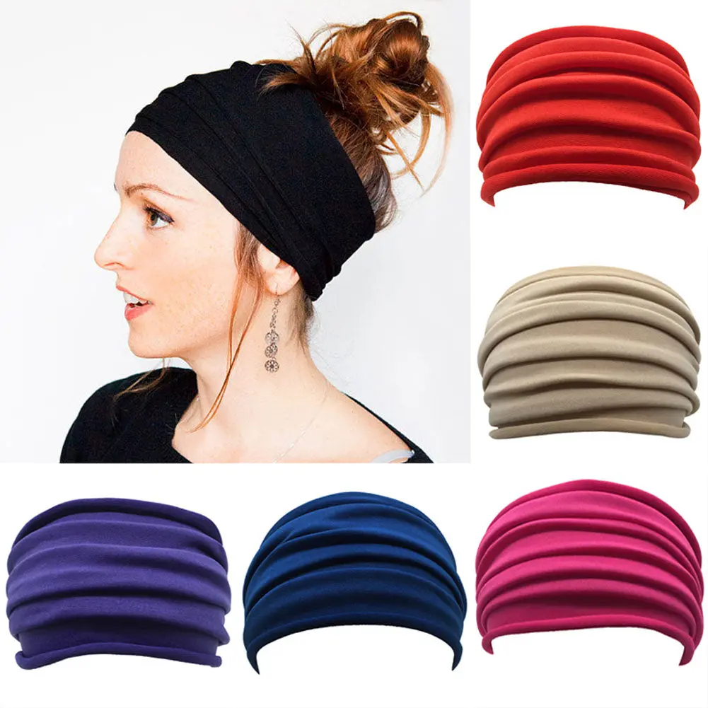 Women Wide Sports Yoga Nonslip Headband New Stretch Boho Hairband Elastic Turban Running Headwrap Hair Band Accessories 1