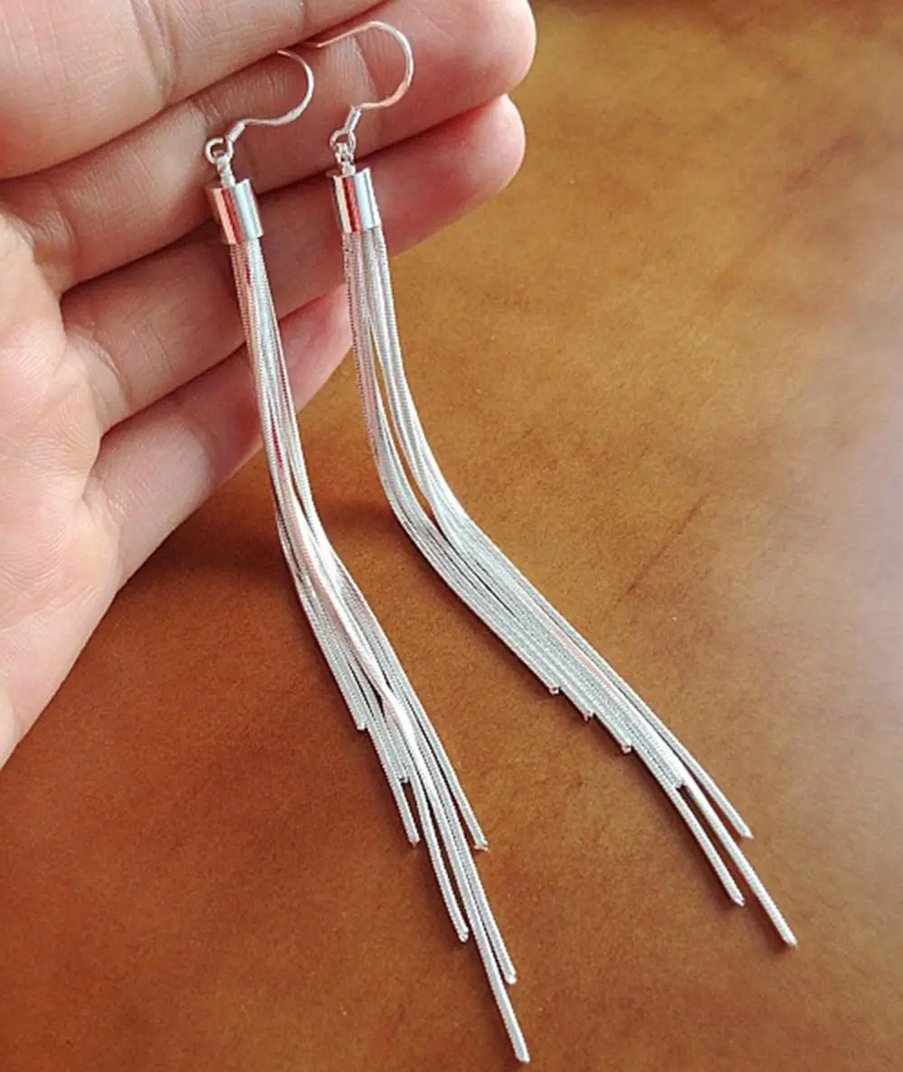 Vintage Long Earrings Silver Color Tassel Earrings High Quality Earrings Fashion Jewelry For Women Best Gift 2017 1